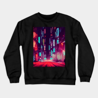 Vibrant Cyberpunk City Crewneck Sweatshirt
